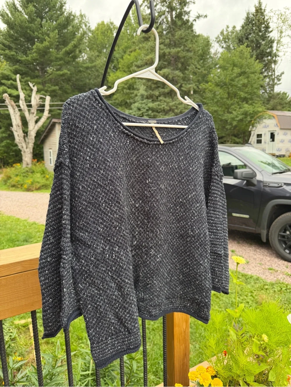 Free People Speckled Navy Sweater